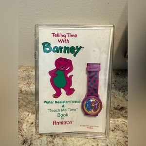 Vintage 1993 Armitron "Telling Time with Barney" Water Resistant Watch with Book
